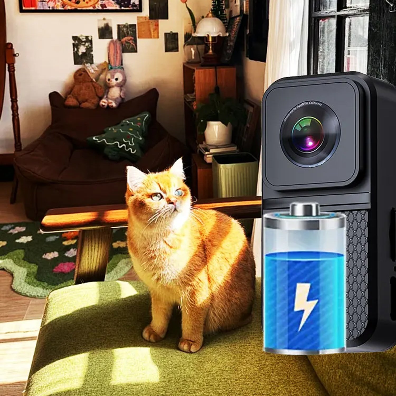 KITTITREK 1080P HD Pet Camera with 160° Wide-Angle Fisheye Lens, 120-Minute Battery and 256GB Micro SD Support