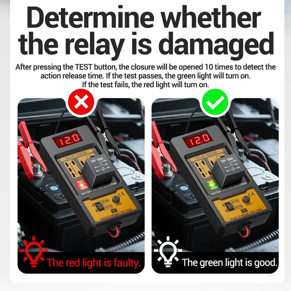 12V Automotive Relay Tester 4 Pin 5 Pin Diagnostic Tool with LED Voltage Display LamiWexi