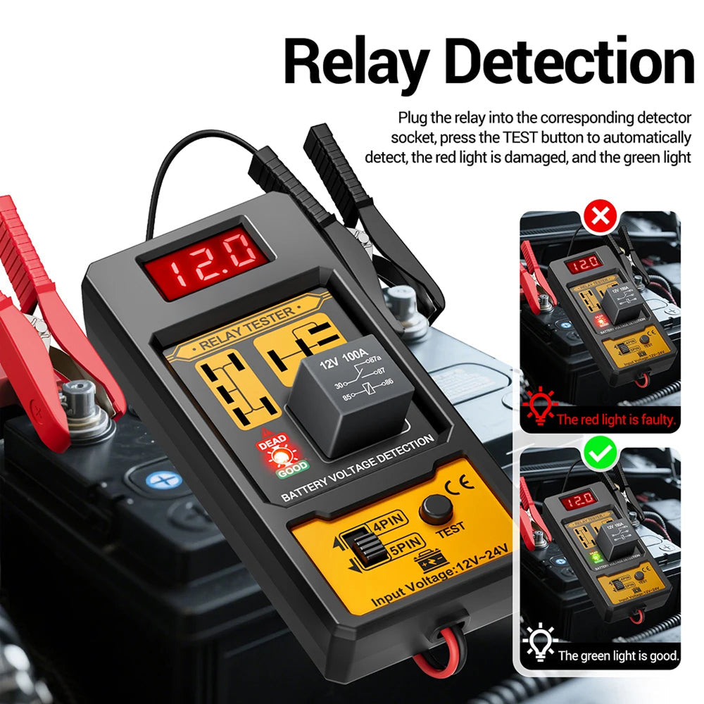 12V Automotive Relay Tester 4 Pin 5 Pin Diagnostic Tool with LED Voltage Display LamiWexi