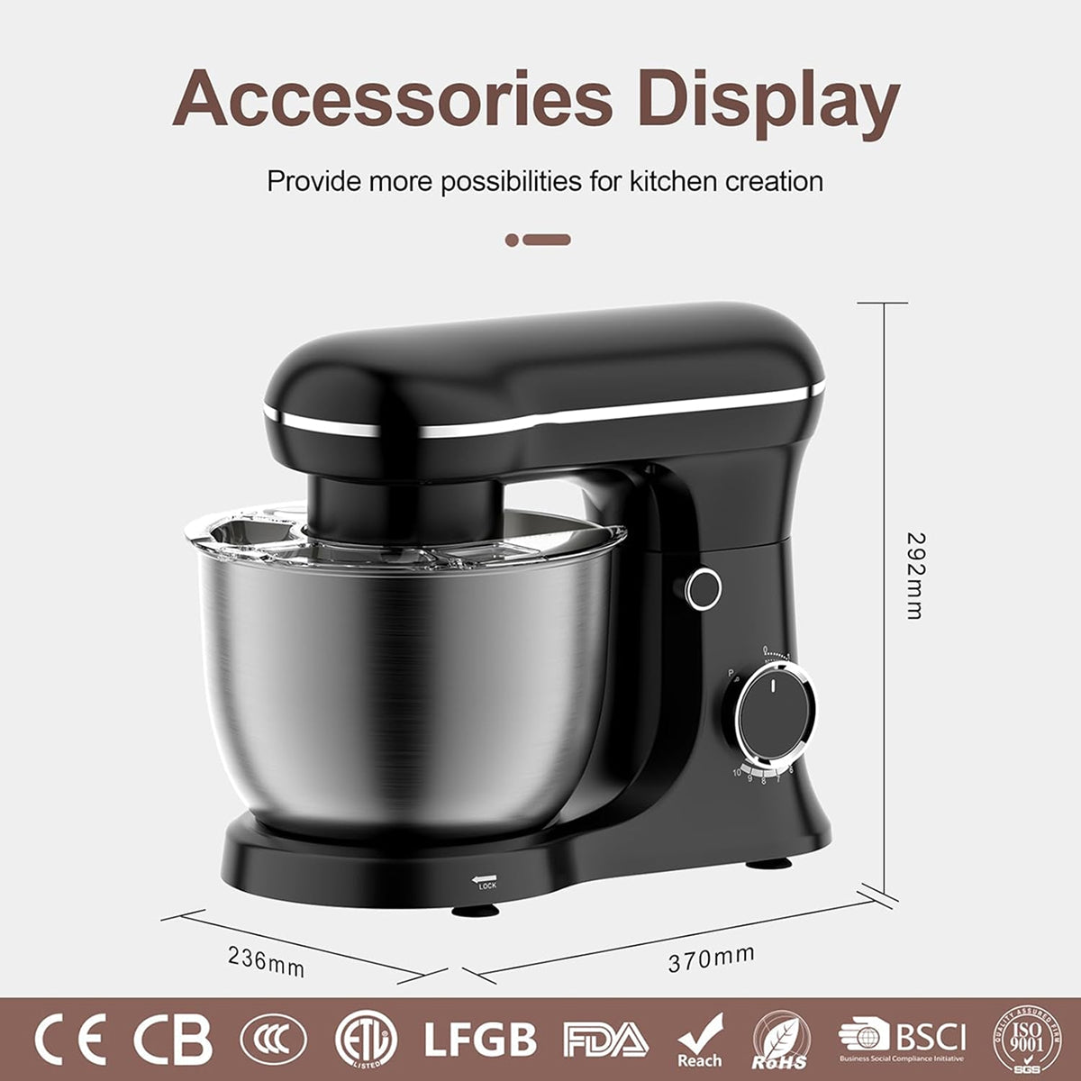 Electric Stand Mixer for Kitchen - Tilt-Head Food & Dough Mixer for Baking