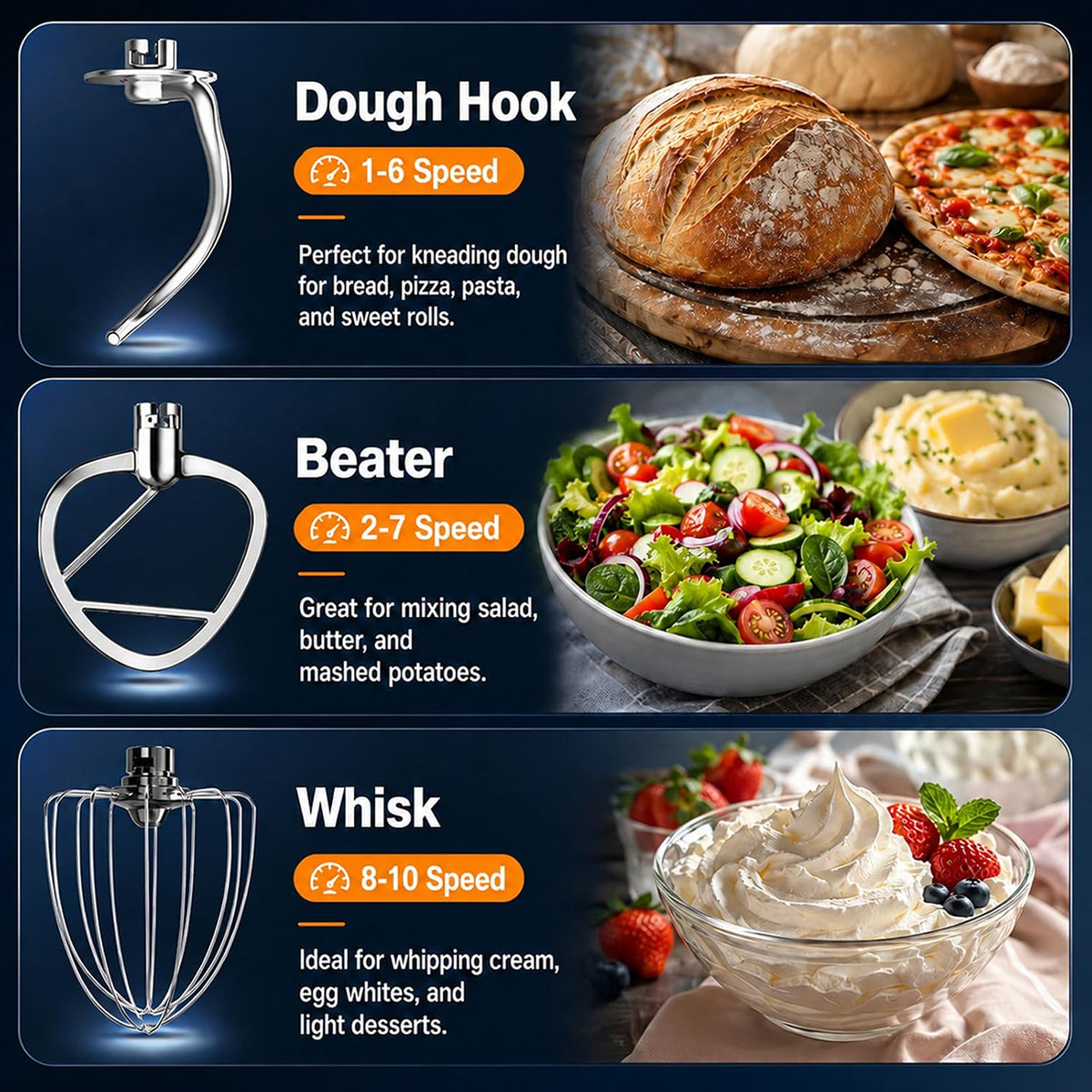 Electric Stand Mixer for Kitchen - Tilt-Head Food & Dough Mixer for Baking