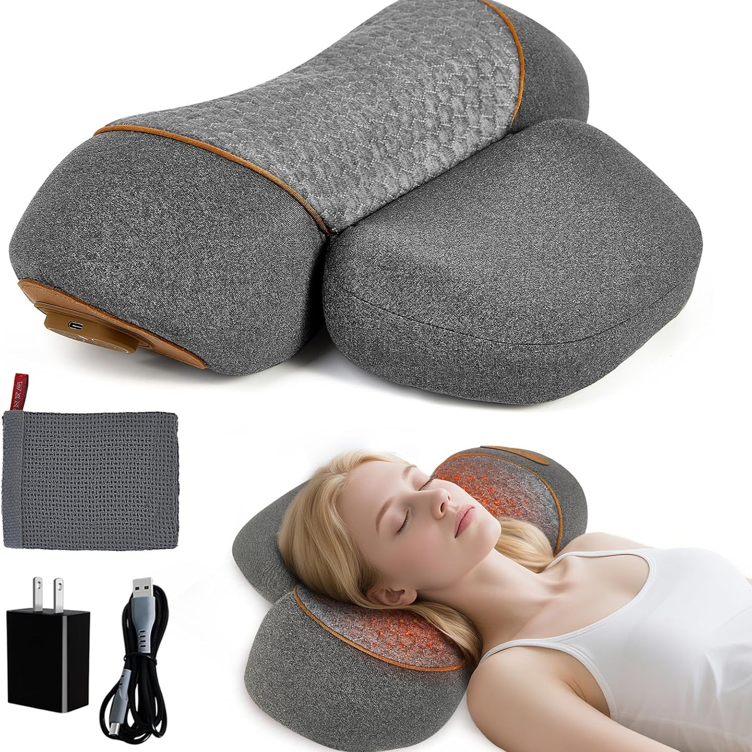 Neck Massager Pillow with Airbag Traction Heat Vibration Cervical Support Stretch LupiSopix