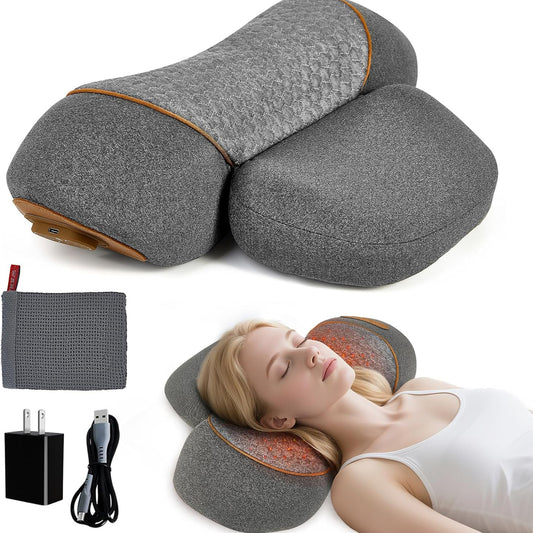LupiSopix Neck Massager Pillow with Dynamic Airbag Traction Heat and Vibration for Cervical Support