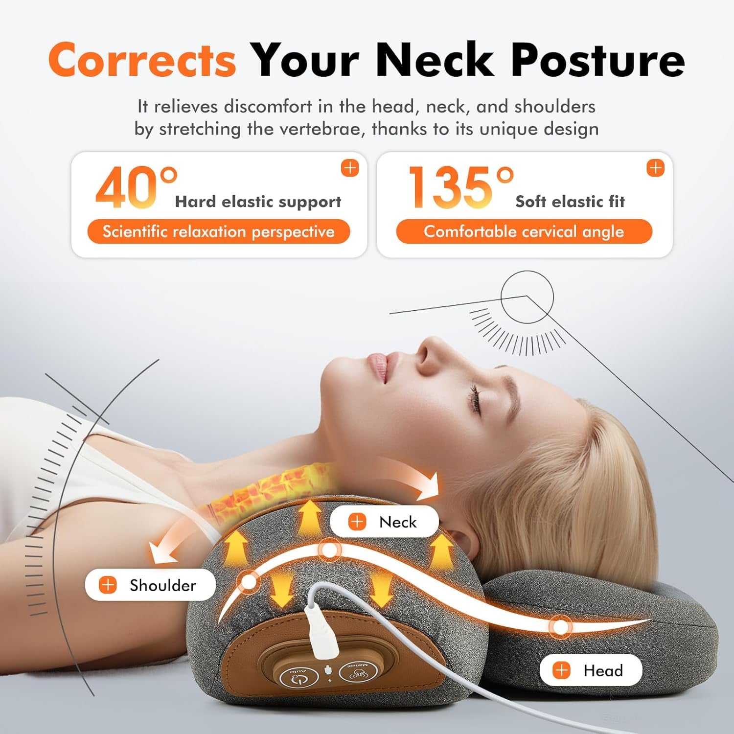 Neck Massager Pillow with Airbag Traction Heat Vibration Cervical Support Stretch LupiSopix