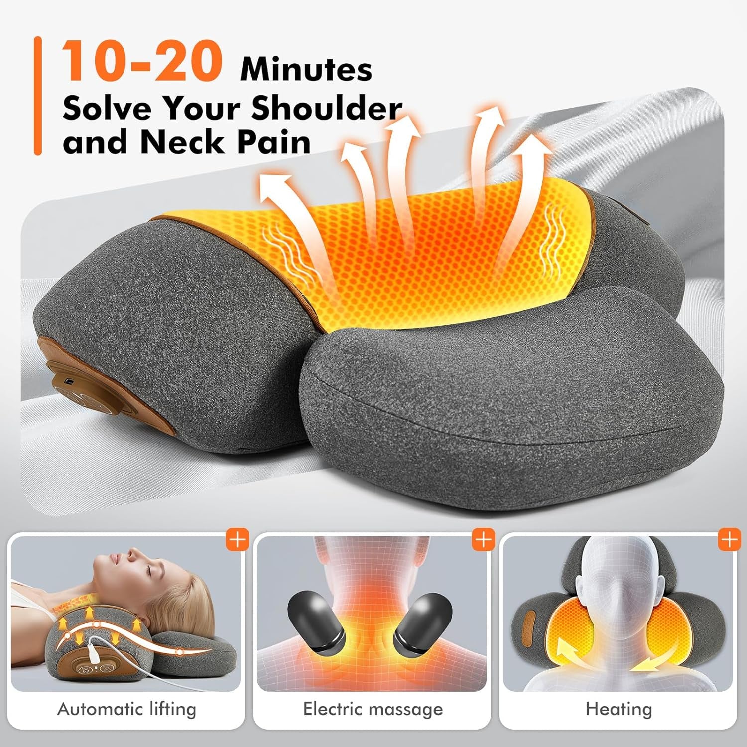 Neck Massager Pillow with Airbag Traction Heat Vibration Cervical Support Stretch LupiSopix