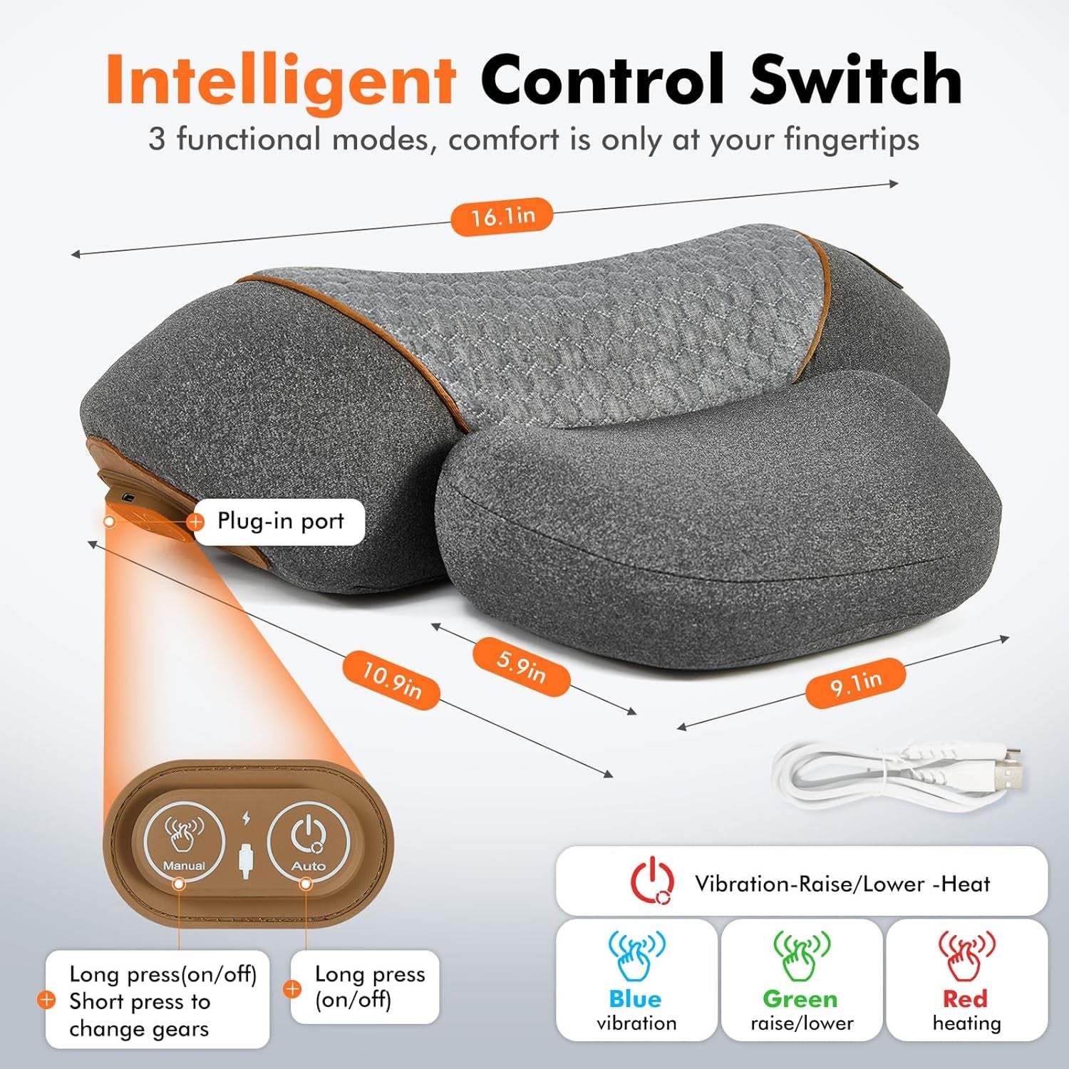 Neck Massager Pillow with Airbag Traction Heat Vibration Cervical Support Stretch LupiSopix