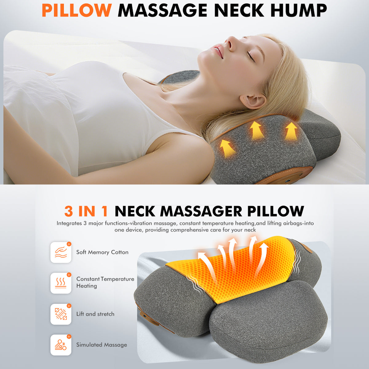 Neck Massager Pillow with Airbag Traction Heat Vibration Cervical Support Stretch LupiSopix