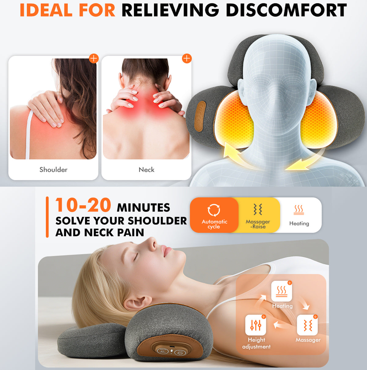Neck Massager Pillow with Airbag Traction Heat Vibration Cervical Support Stretch LupiSopix