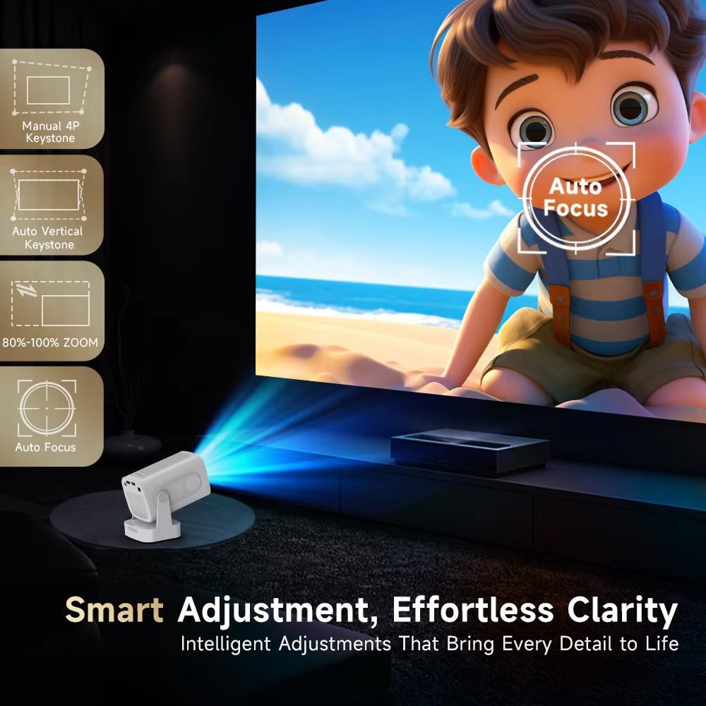 LuxovBeam Outdoor Projector 1080P 330 ANSI Daylight WiFi 6 Android 11 0.8:1 Throw Auto-Focus