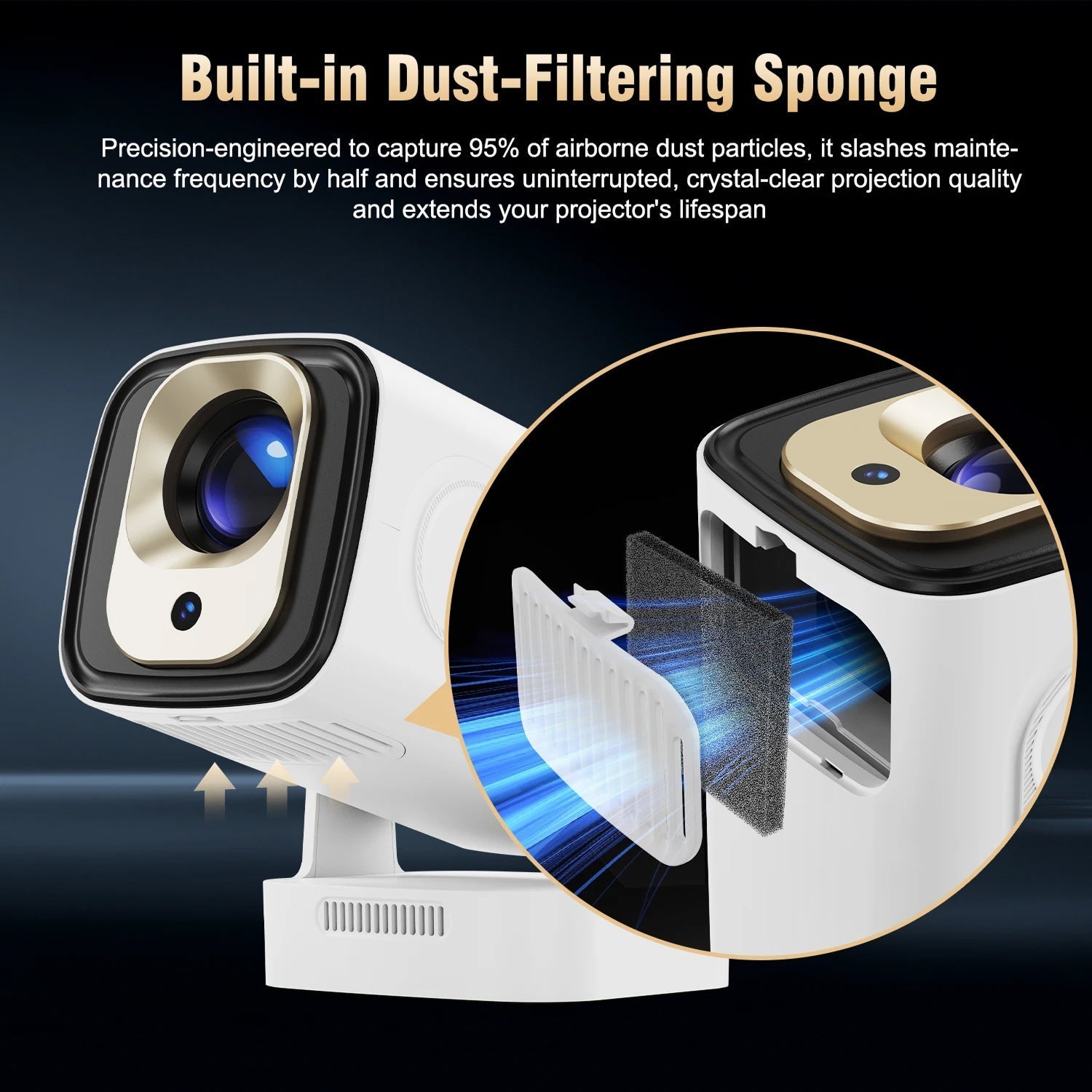 LuxovBeam Outdoor Projector 1080P 330 ANSI Daylight WiFi 6 Android 11 0.8:1 Throw Auto-Focus