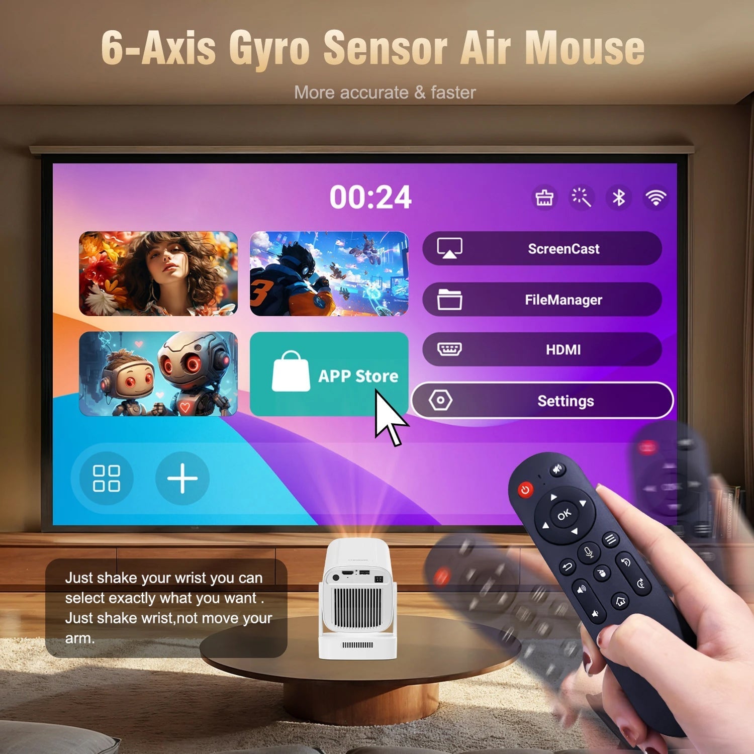 LuxovBeam Outdoor Projector 1080P 330 ANSI Daylight WiFi 6 Android 11 0.8:1 Throw Auto-Focus