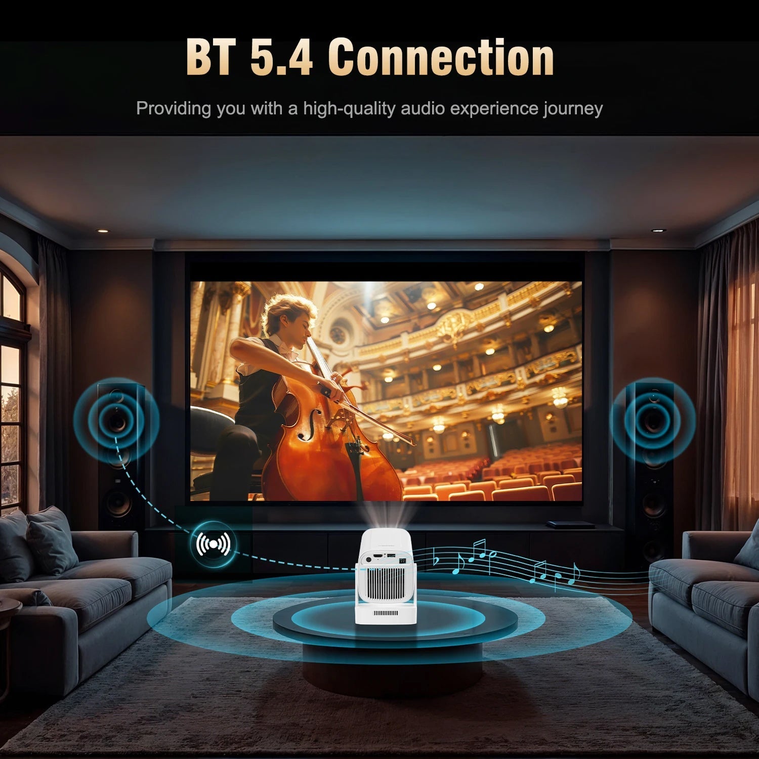 LuxovBeam Outdoor Projector 1080P 330 ANSI Daylight WiFi 6 Android 11 0.8:1 Throw Auto-Focus