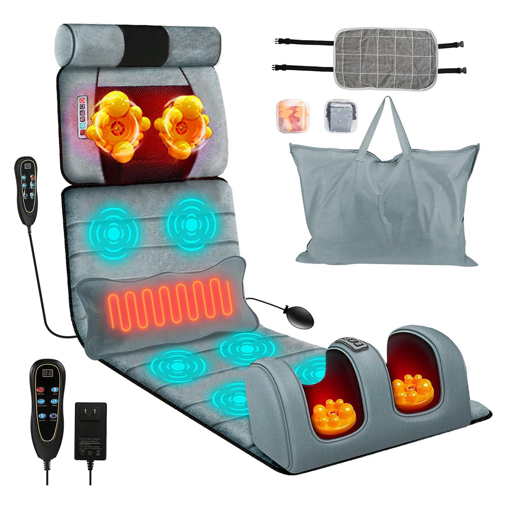 MajixLiva Full Body Massage Mat with 20 Kneading Neck Nodes, 10 Vibration Points, Waist Heat, and Detachable Foot Massager