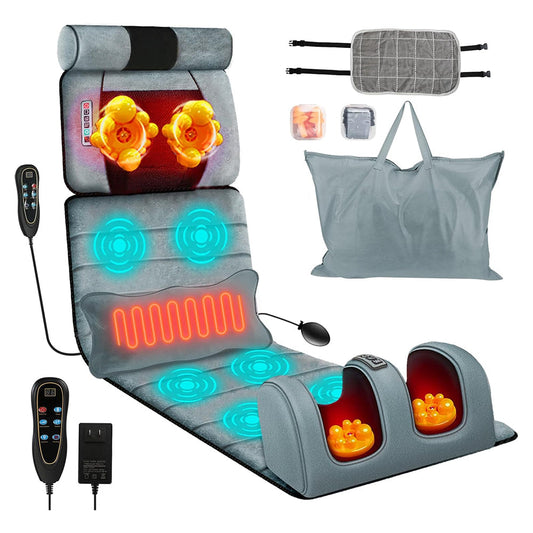 MajixLiva Full Body Massage Mat with 20 Kneading Neck Nodes, 10 Vibration Points, Waist Heat, and Detachable Foot Massager