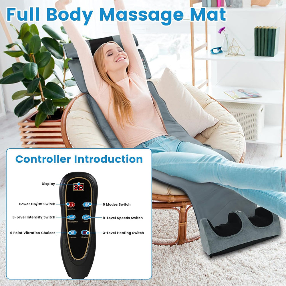 MajixLiva Full Body Massage Mat with 20 Kneading Neck Nodes, 10 Vibration Points, Waist Heat, and Detachable Foot Massager