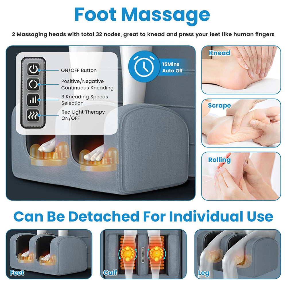 MajixLiva Full Body Massage Mat with 20 Kneading Neck Nodes, 10 Vibration Points, Waist Heat, and Detachable Foot Massager