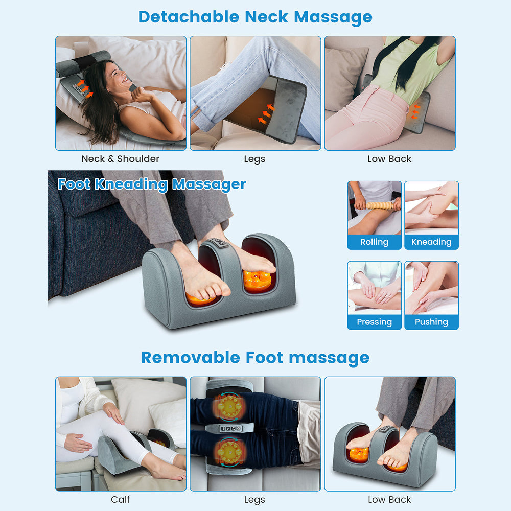 MajixLiva Full Body Massage Mat with 20 Kneading Neck Nodes, 10 Vibration Points, Waist Heat, and Detachable Foot Massager