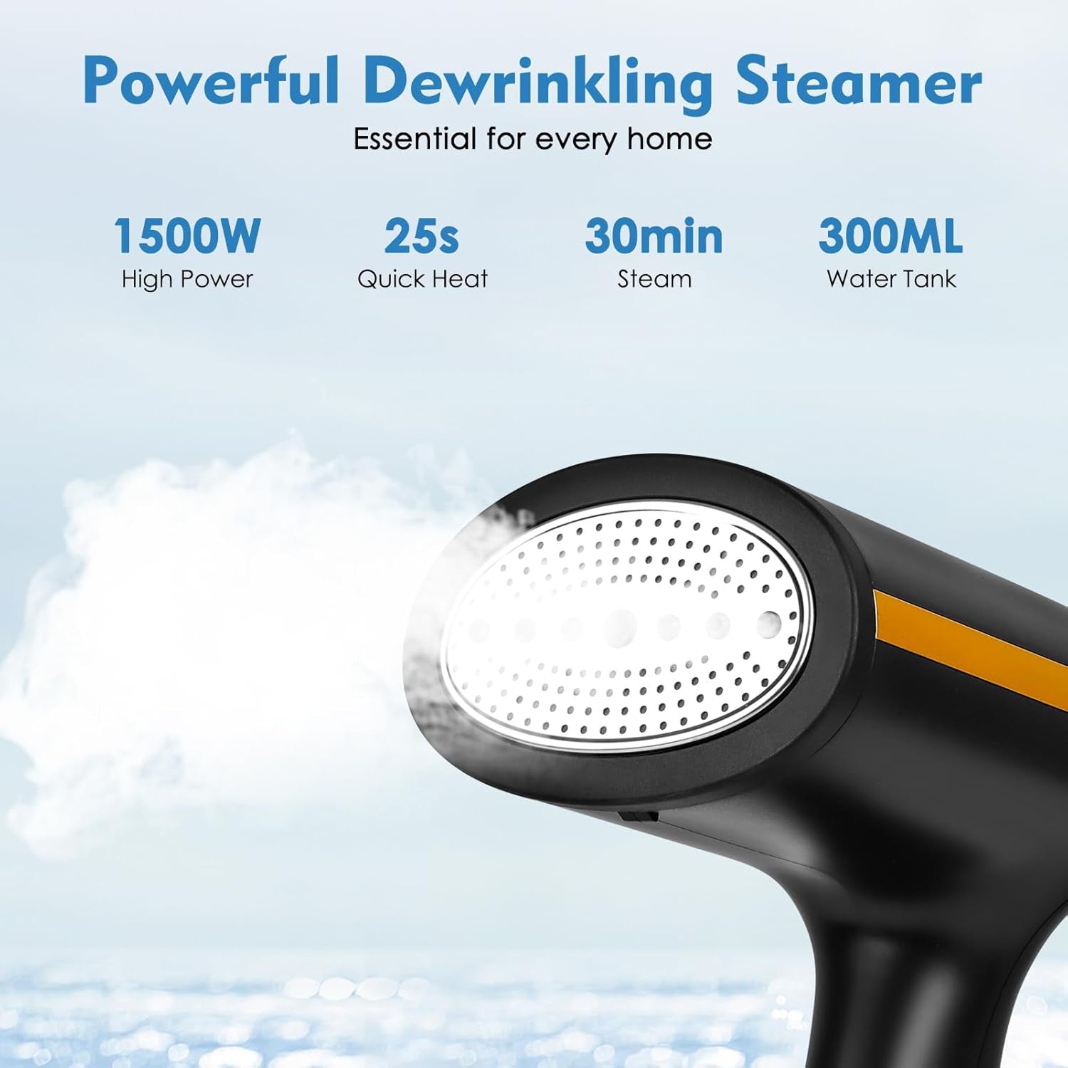 MaxGavic Handheld Clothes Steamer 1500W Rapid 25s Heat-Up with 300ml Detachable Tank