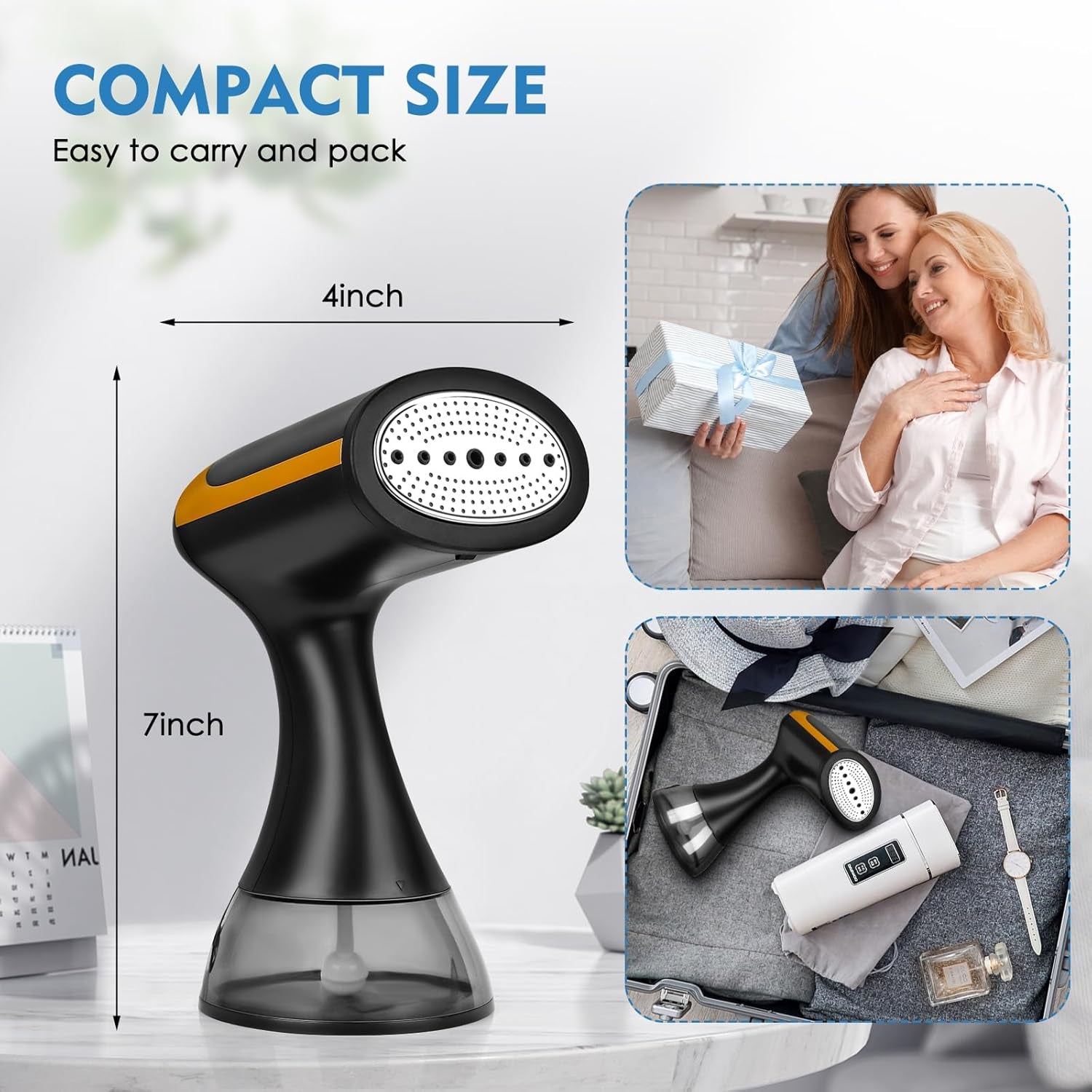 MaxGavic Handheld Clothes Steamer 1500W Rapid 25s Heat-Up with 300ml Detachable Tank