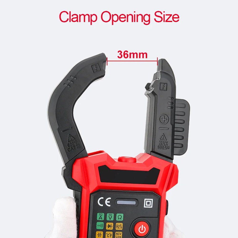 True RMS Digital Clamp Meter 6000 Counts AC DC Ammeter Voltmeter with NCV 36mm Jaw MereiCeci