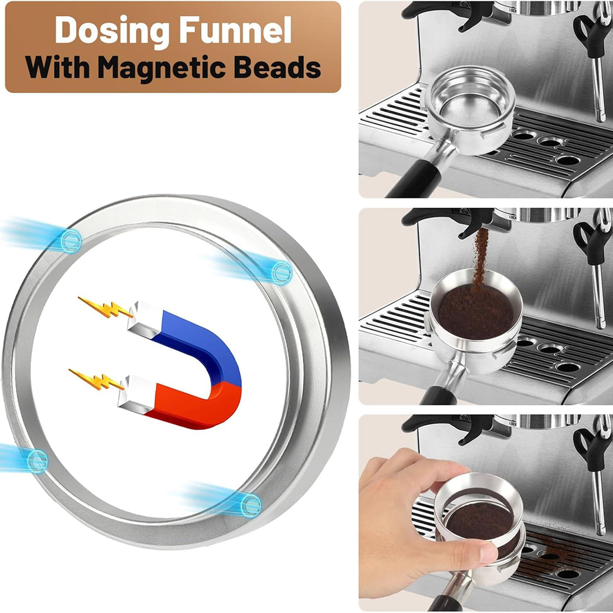 Stainless Steel Espresso Coffee Tamper - Flat Base Barista Tool for Espresso Machine