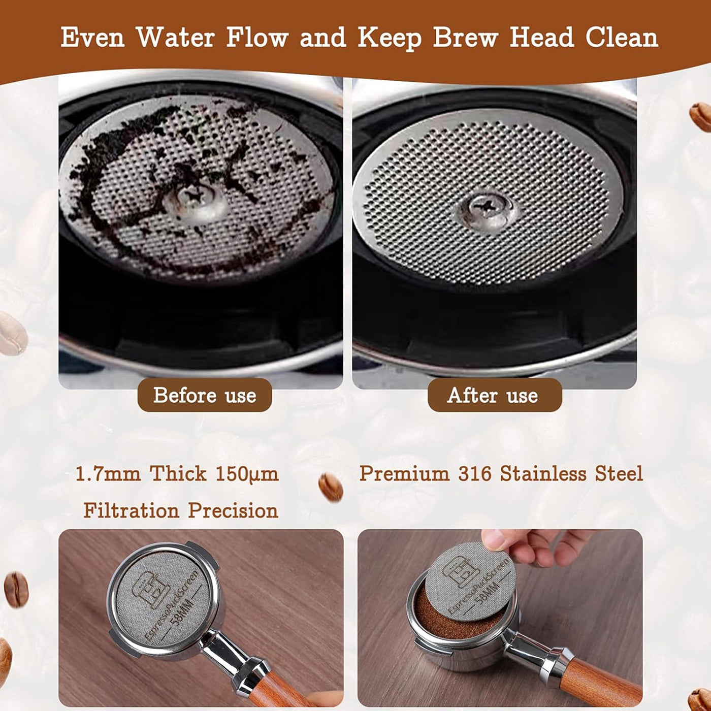 Stainless Steel Espresso Coffee Tamper - Flat Base Barista Tool for Espresso Machine