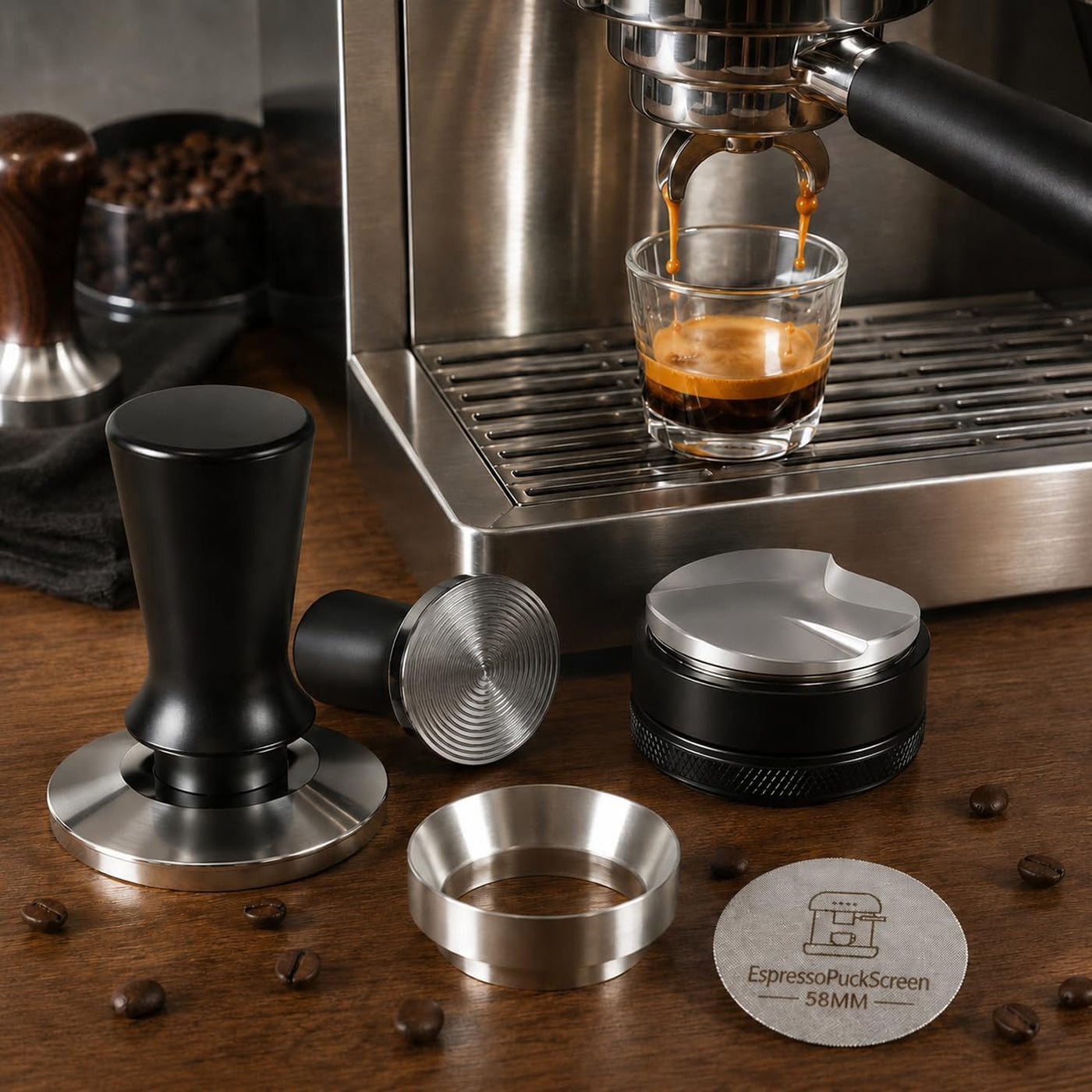 Stainless Steel Espresso Coffee Tamper - Flat Base Barista Tool for Espresso Machine