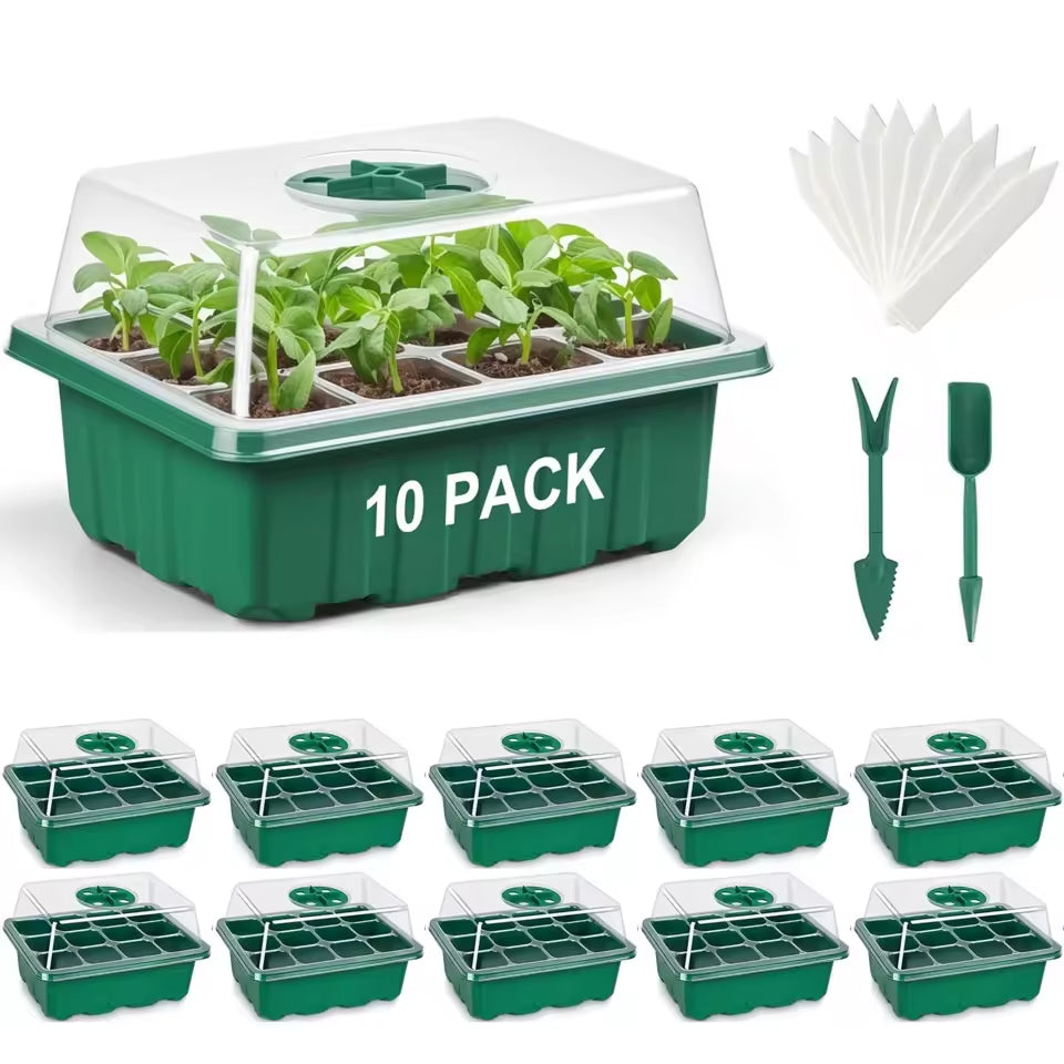 MixSeedi Seed Starter Kit with Humidity Dome 12-Cell Germination Trays 5/10 Pack