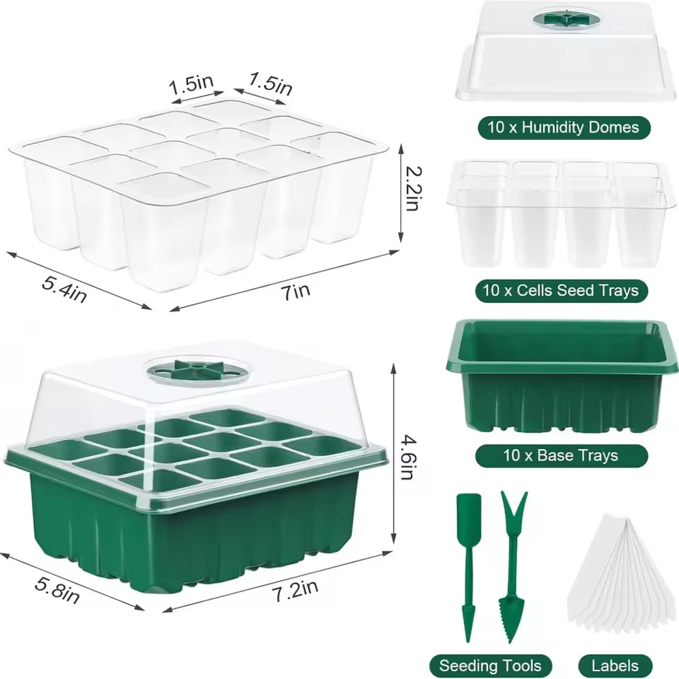 MixSeedi Seed Starter Kit with Humidity Dome 12-Cell Germination Trays 5/10 Pack