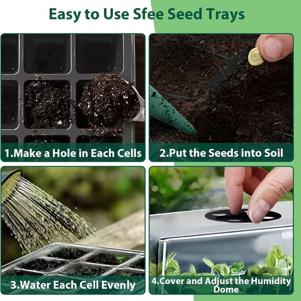 MixSeedi Seed Starter Kit with Humidity Dome 12-Cell Germination Trays 5/10 Pack