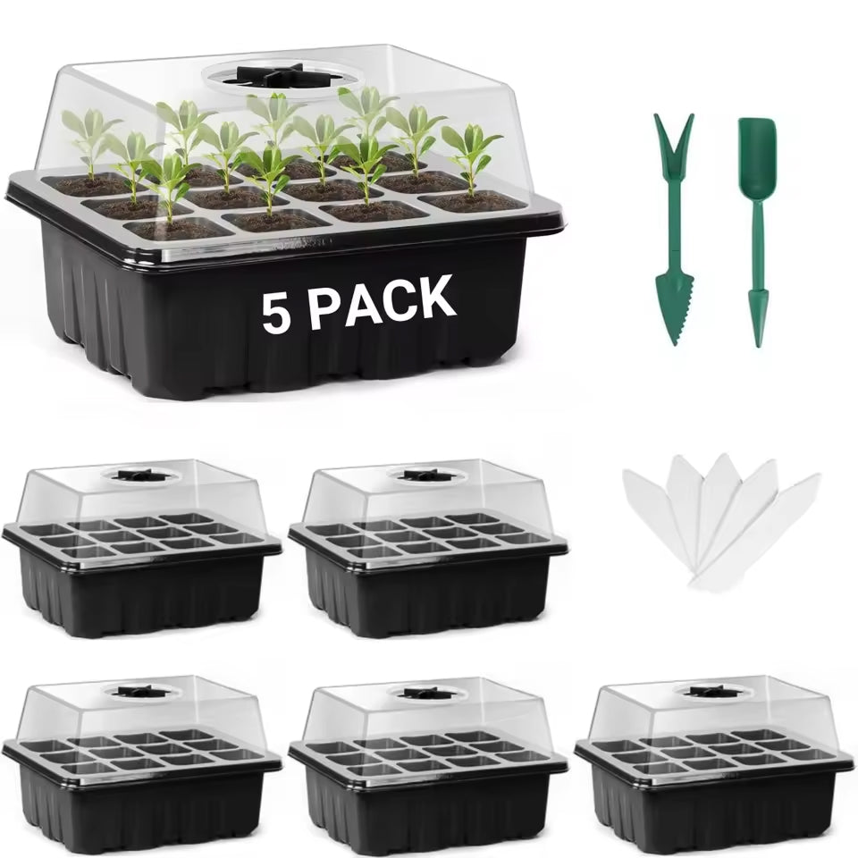 MixSeedi Seed Starter Kit with Humidity Dome 12-Cell Germination Trays 5/10 Pack