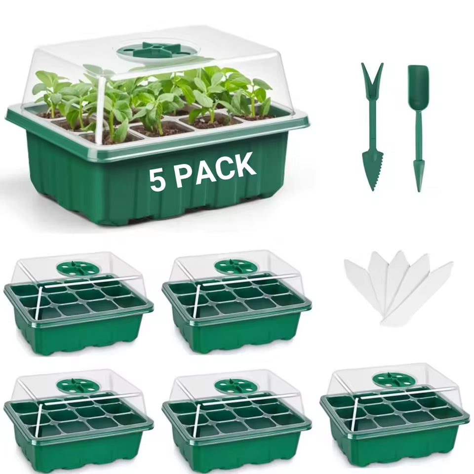 MixSeedi Seed Starter Kit with Humidity Dome 12-Cell Germination Trays 5/10 Pack