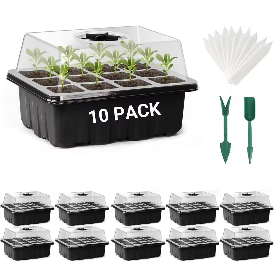 MixSeedi Seed Starter Kit with Humidity Dome 12-Cell Germination Trays 5/10 Pack
