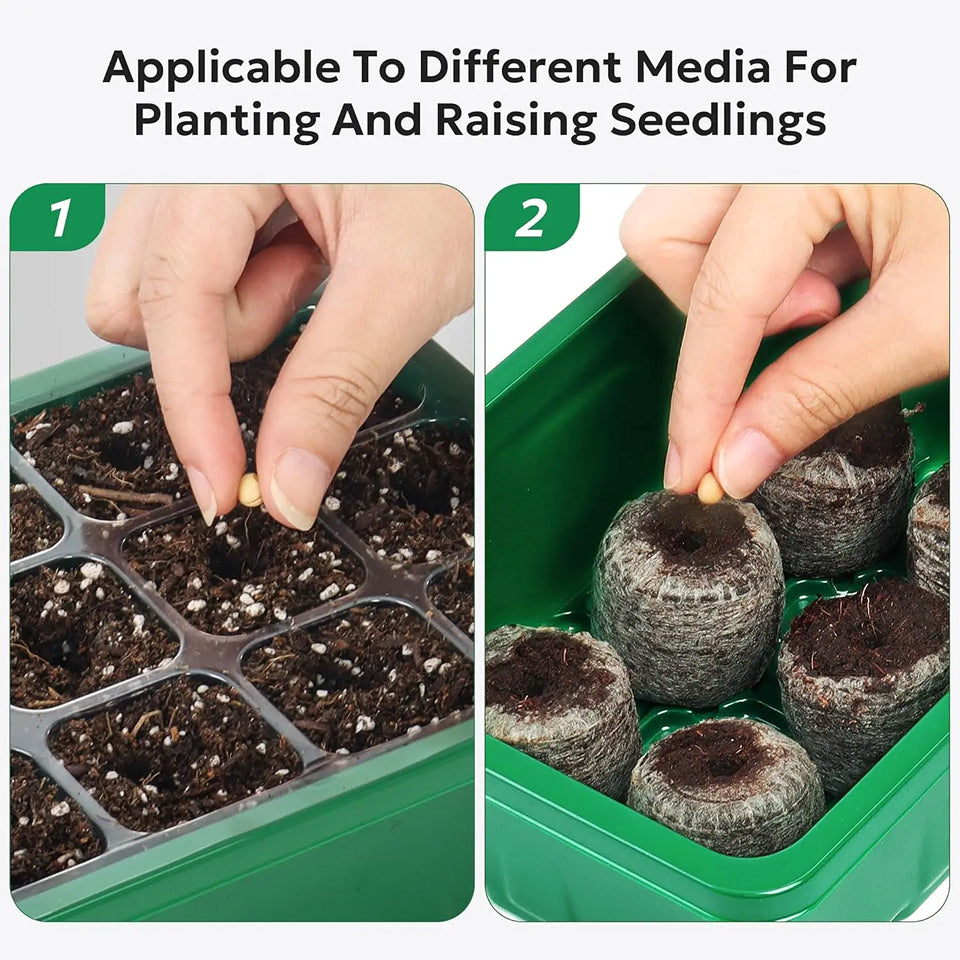MixSeedi Seed Starter Kit with Humidity Dome 12-Cell Germination Trays 5/10 Pack