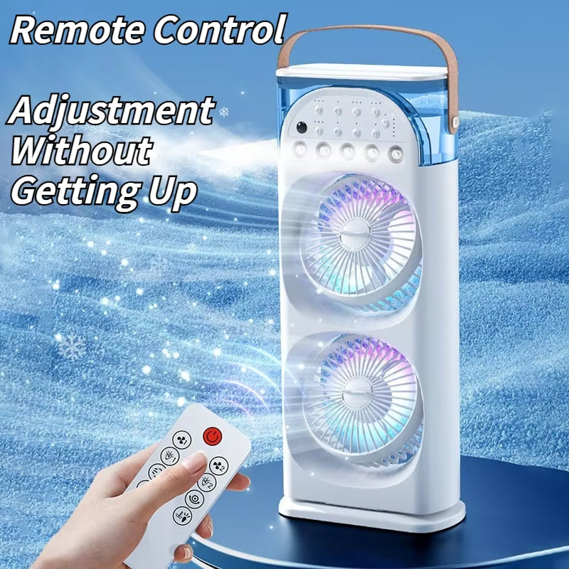 MixanAir Portable Air Conditioner Dual Turbine 12m Airflow 600ml 5-Hole Ultrasonic Mist