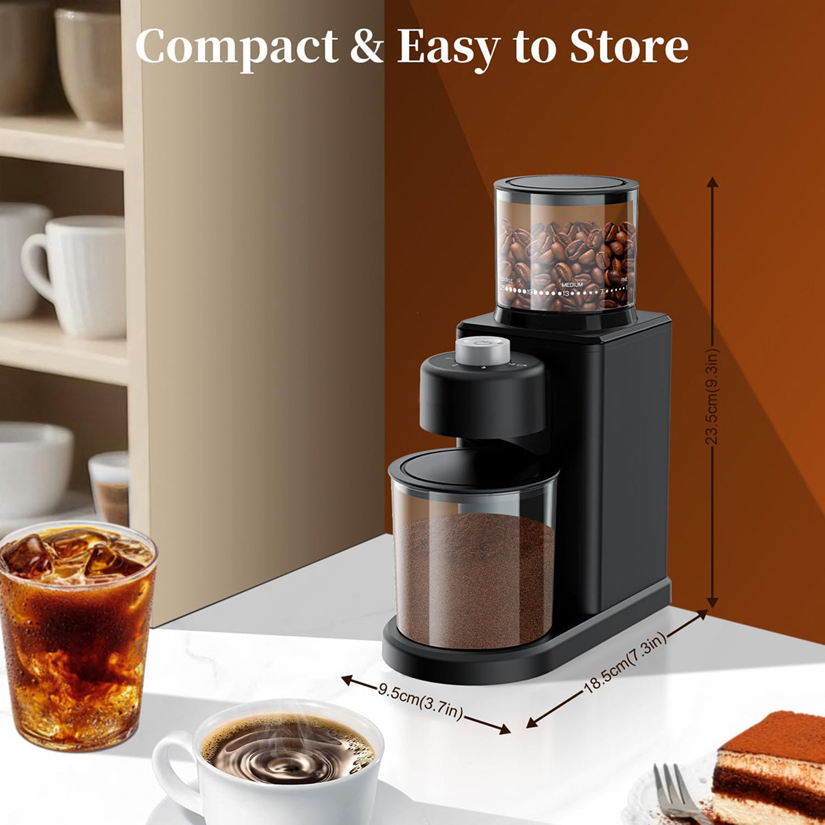 Electric Burr Espresso Coffee Grinder - Fine to Coarse Grind Settings