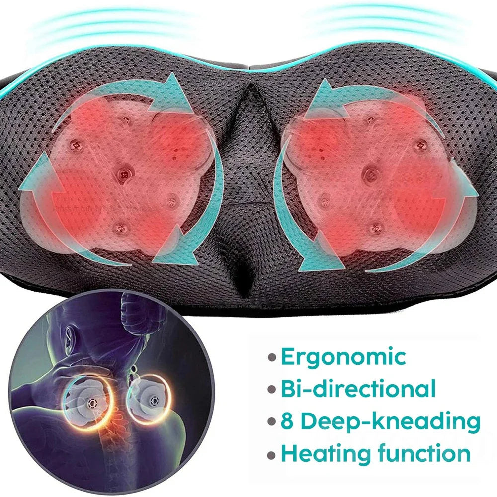 NekiMaxiv Neck and Shoulder Massager with 8 Bi-Directional Nodes, 115°F Heat, and Adjustable Straps for Deep Tissue Relief