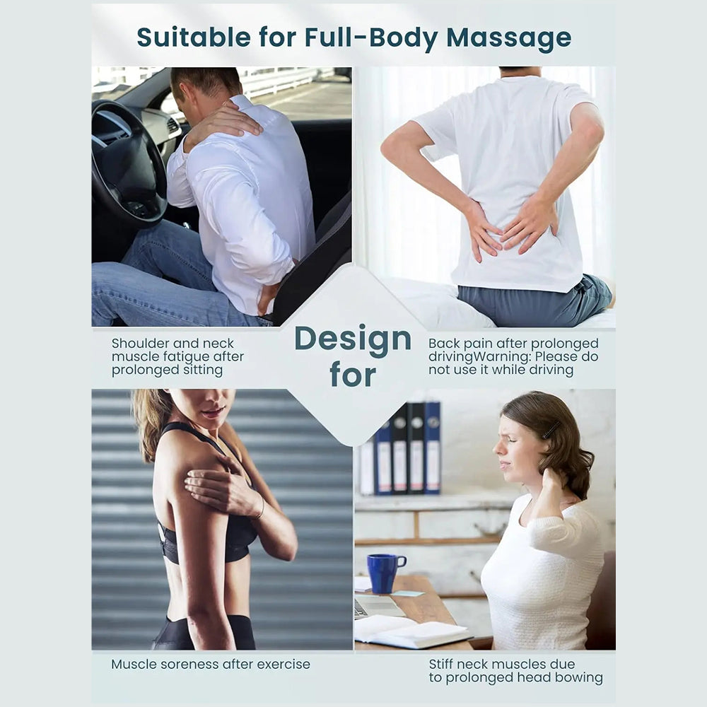 NekiMaxiv Neck and Shoulder Massager with 8 Bi-Directional Nodes, 115°F Heat, and Adjustable Straps for Deep Tissue Relief