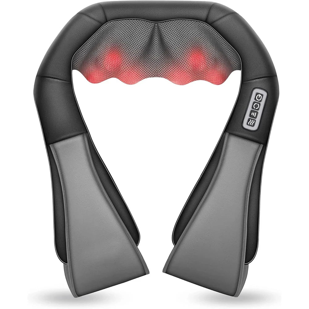 NekiMaxiv Neck and Shoulder Massager with 8 Bi-Directional Nodes, 115°F Heat, and Adjustable Straps for Deep Tissue Relief