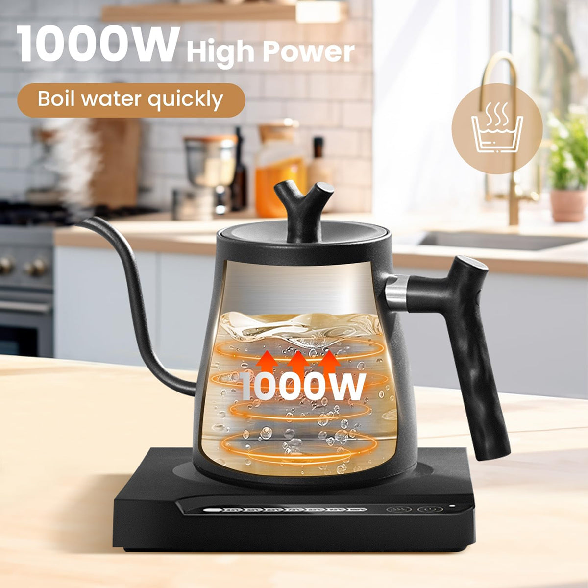 Stainless Steel Pour Over Gooseneck Kettle with Precision Spout for Coffee and Tea