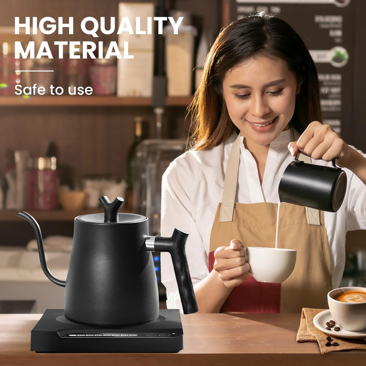 Stainless Steel Pour Over Gooseneck Kettle with Precision Spout for Coffee and Tea