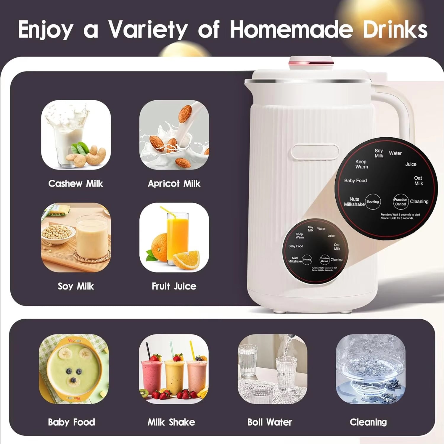 NomiPrex 8-in-1 Automatic Plant-Based Milk Maker with 12-Blade CypherCore System, 40oz Family Capacity and 18-Hour Delay Timer