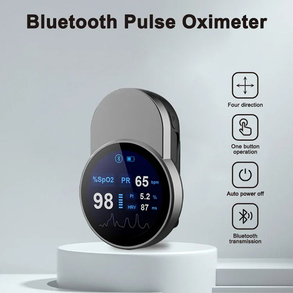OxiMetik Bluetooth Pulse Oximeter Rechargeable SpO2 Monitor with HRV & App Tracking