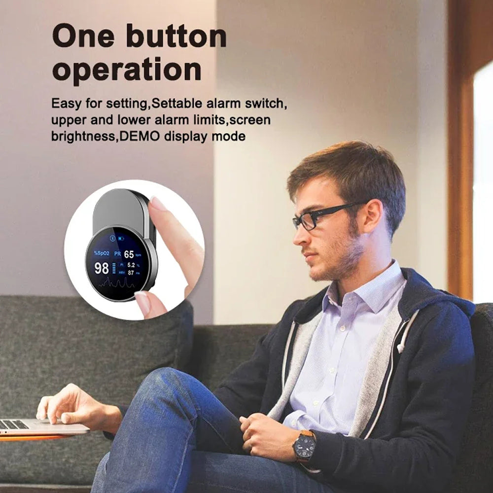 OxiMetik Bluetooth Pulse Oximeter Rechargeable SpO2 Monitor with HRV & App Tracking