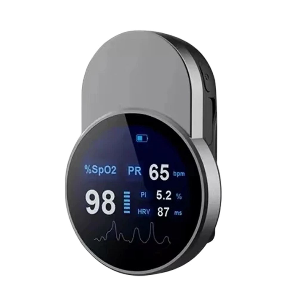 OxiMetik Bluetooth Pulse Oximeter Rechargeable SpO2 Monitor with HRV & App Tracking