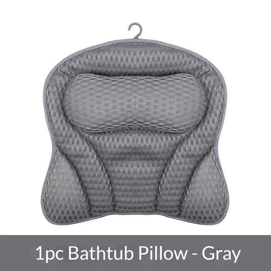 PilivKaxi Bath Pillow with 4D Air Mesh Neck and Back Support Non-Slip Suction Cups for Spa Relaxation