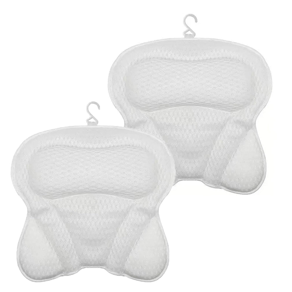 PilivKaxi Bath Pillow with 4D Air Mesh Neck and Back Support Non-Slip Suction Cups for Spa Relaxation
