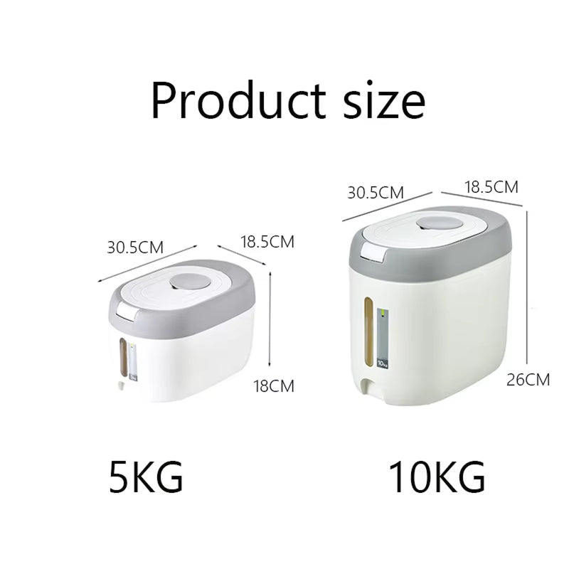 PourWize 10kg Rice Dispenser - Automatic Open Cover, Airtight 360° Sealing, Insect-Proof Cartridge
