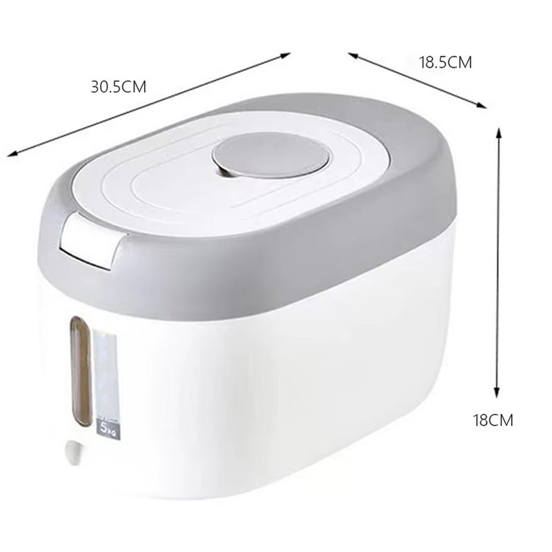 PourWize 10kg Rice Dispenser - Automatic Open Cover, Airtight 360° Sealing, Insect-Proof Cartridge