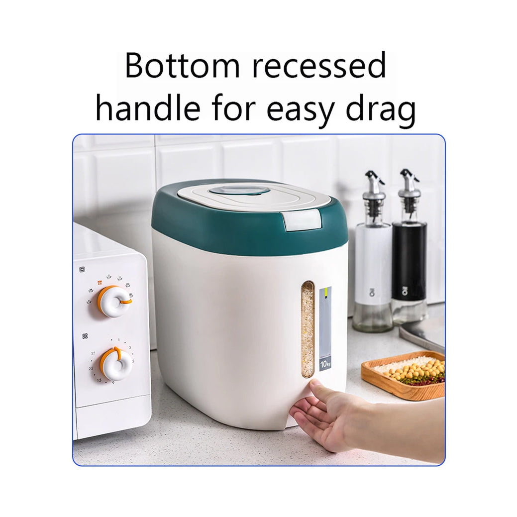 PourWize 10kg Rice Dispenser - Automatic Open Cover, Airtight 360° Sealing, Insect-Proof Cartridge
